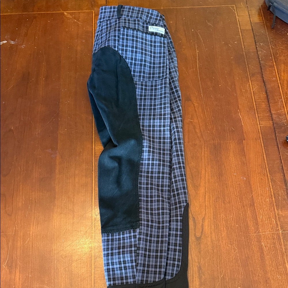 Plaid full seat breeches - Black and Blue
